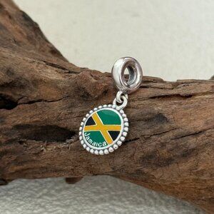 Pandora shaped Jamaica Flag S925 Silver Dangle Charm